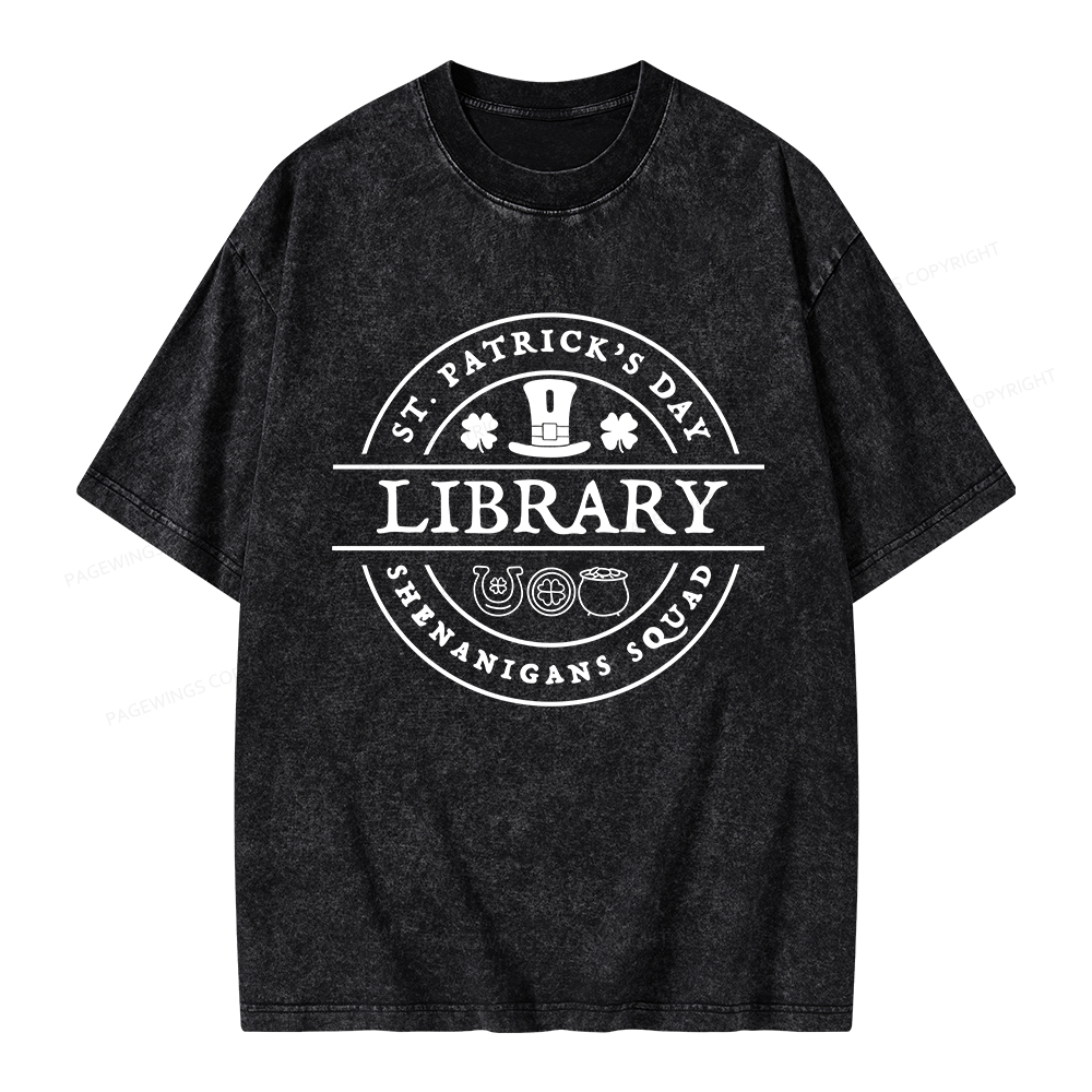 Pagewings St. Patrick's Day Library Unisex Washed T-shirt