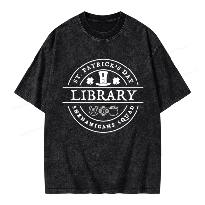 Pagewings St. Patrick's Day Library Unisex Washed T-shirt