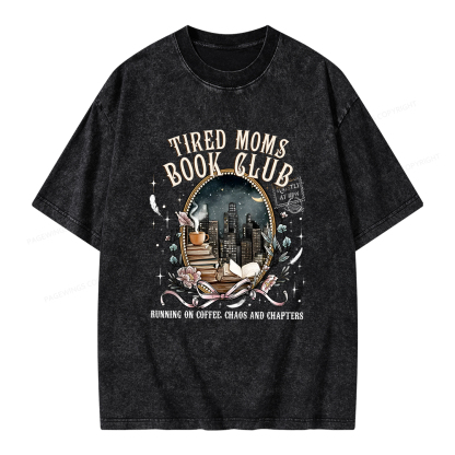 Pagewings Tired Moms Book Club Unisex Washed T-shirt