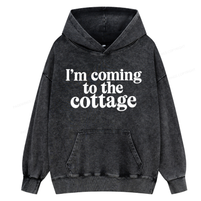 Pagewings I'm Coming To The Cottage Unisex Washed Hoodie