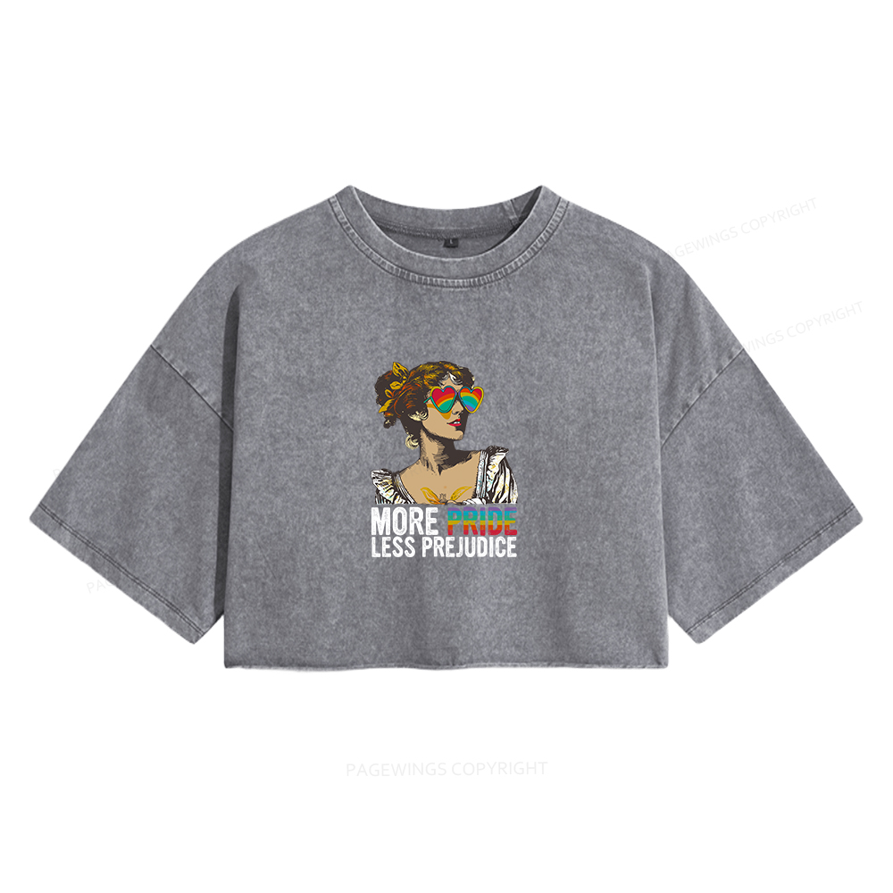 Pagewings More Pride Less Prejudice Women's Washed Cropped T-shirt