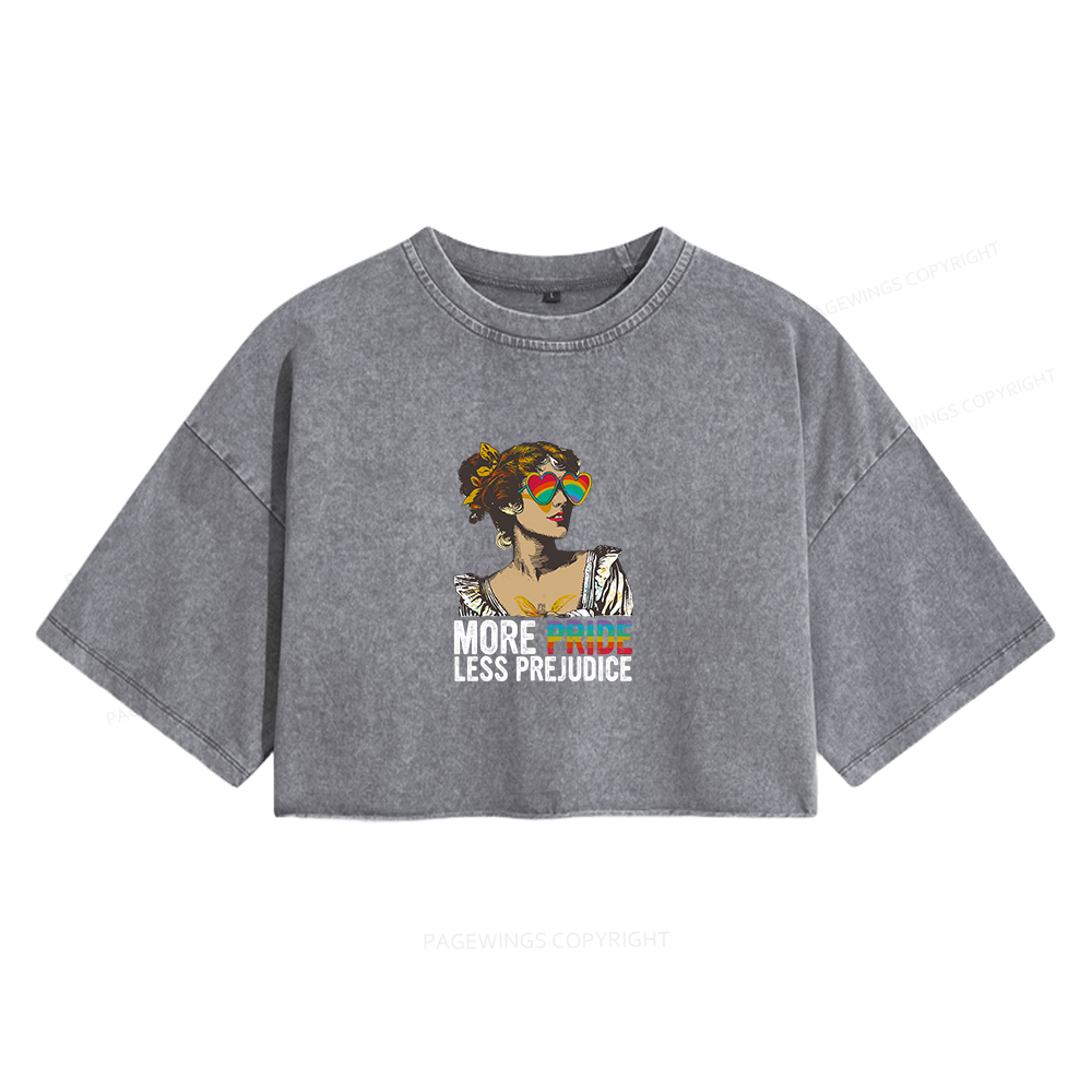 Pagewings More Pride Less Prejudice Women's Washed Cropped T-shirt