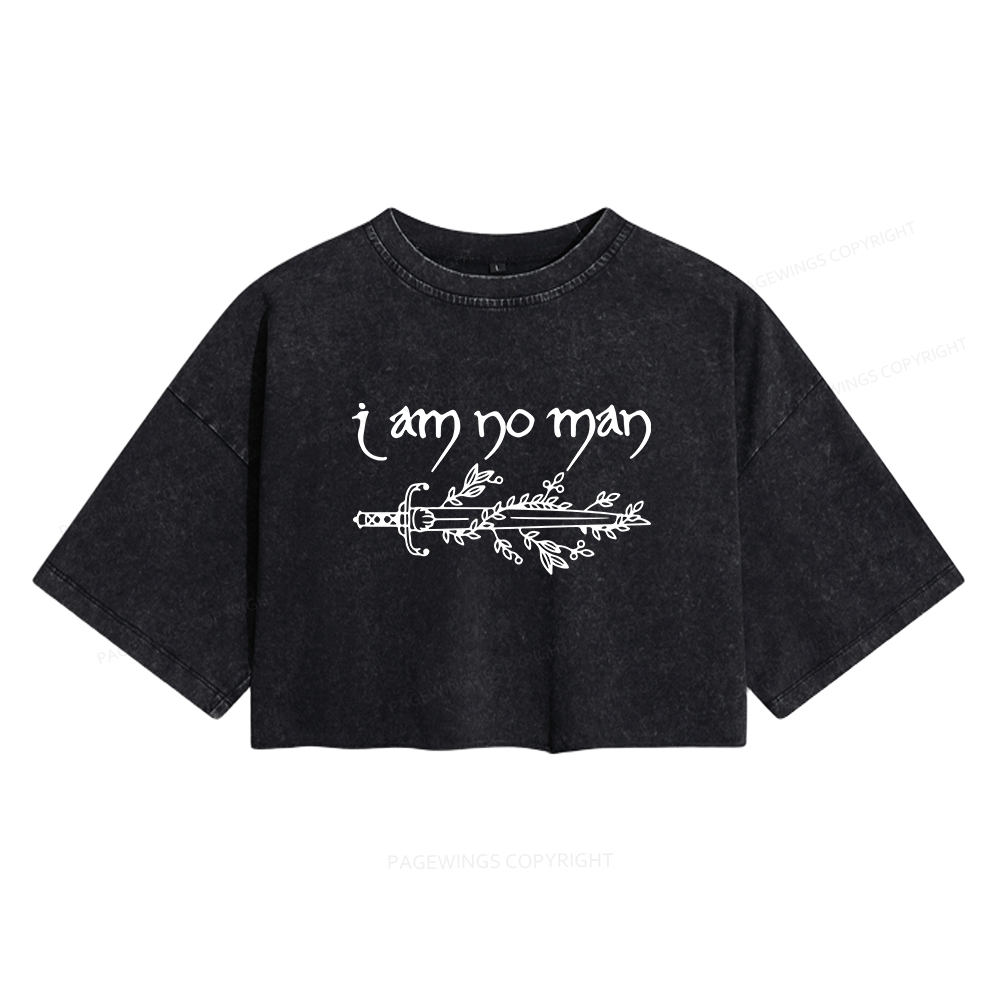 Pagewings I Am No Man Women's Washed Cropped T-shirt