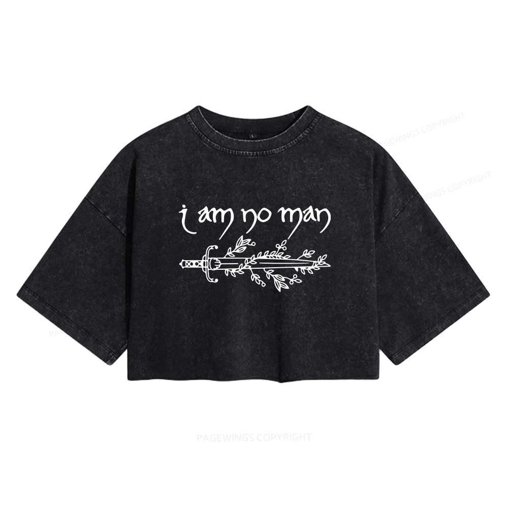 Pagewings I Am No Man Women's Washed Cropped T-shirt