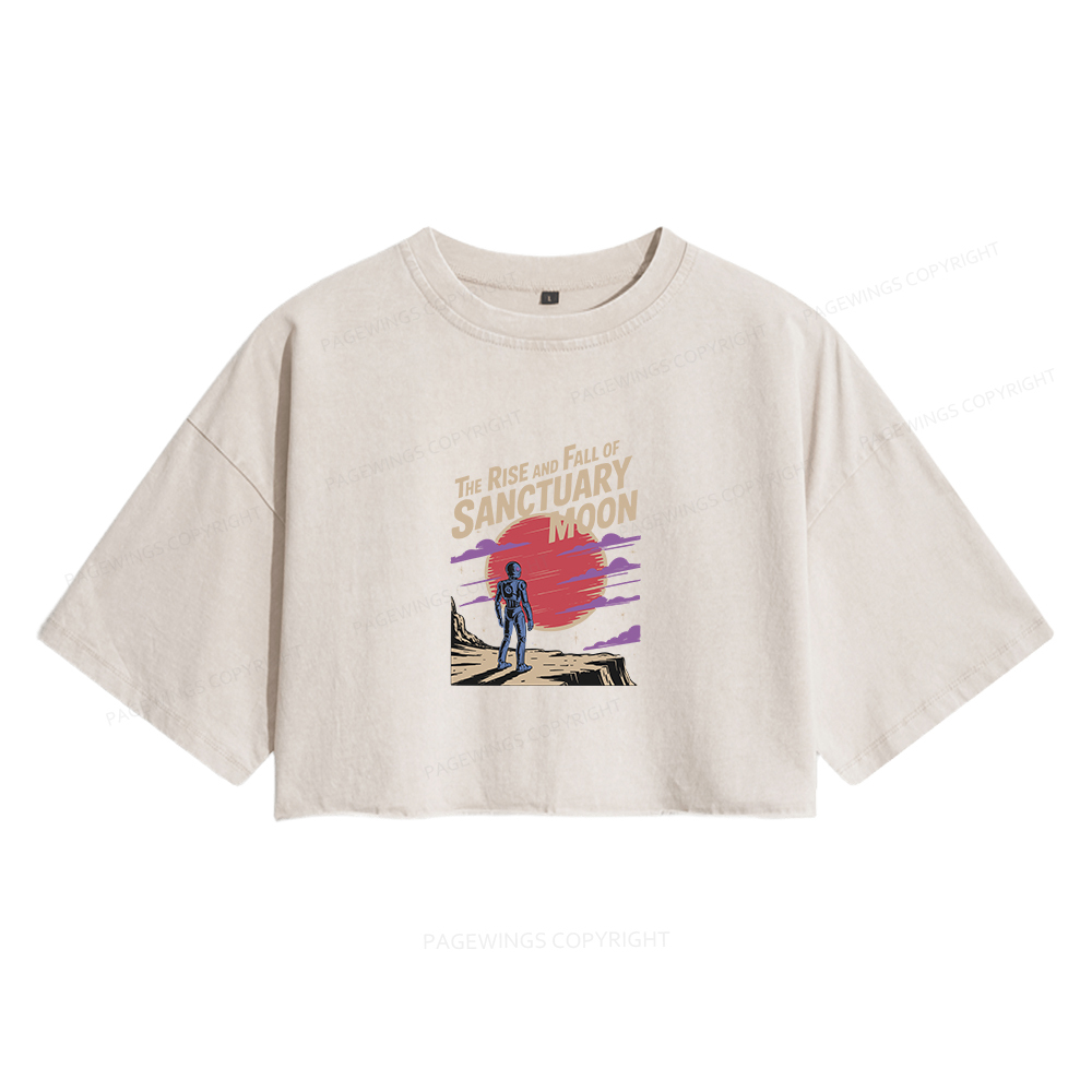 Pagewings The Rise And Fall Of Sanctuary Moon Women's Washed Cropped T-shirt