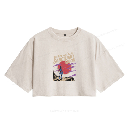 Pagewings The Rise And Fall Of Sanctuary Moon Women's Washed Cropped T-shirt