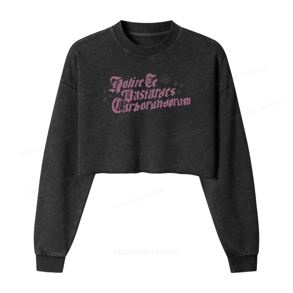 Pagewings Don't Let the Bastards Grind You Down Washed Crop Sweatshirt