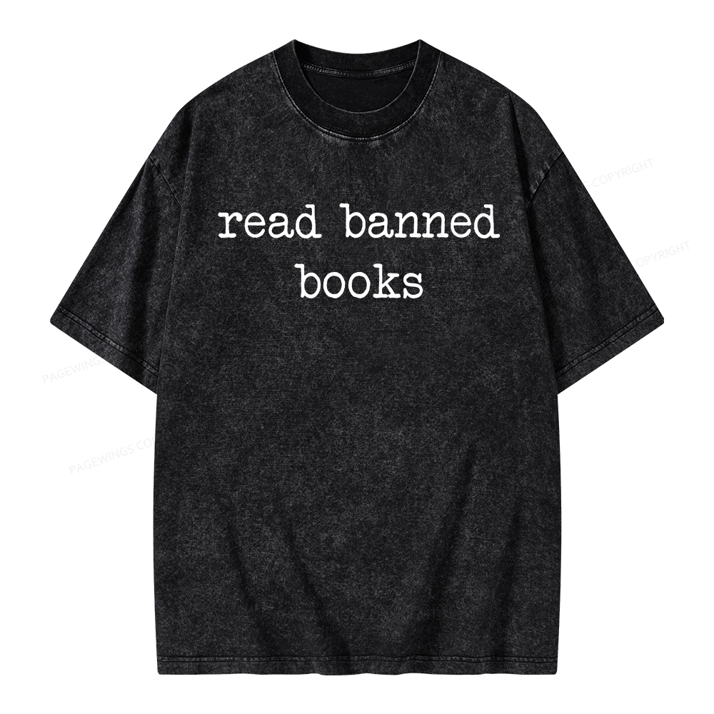 Pagewings Read Banned Books Unisex Washed T-shirt