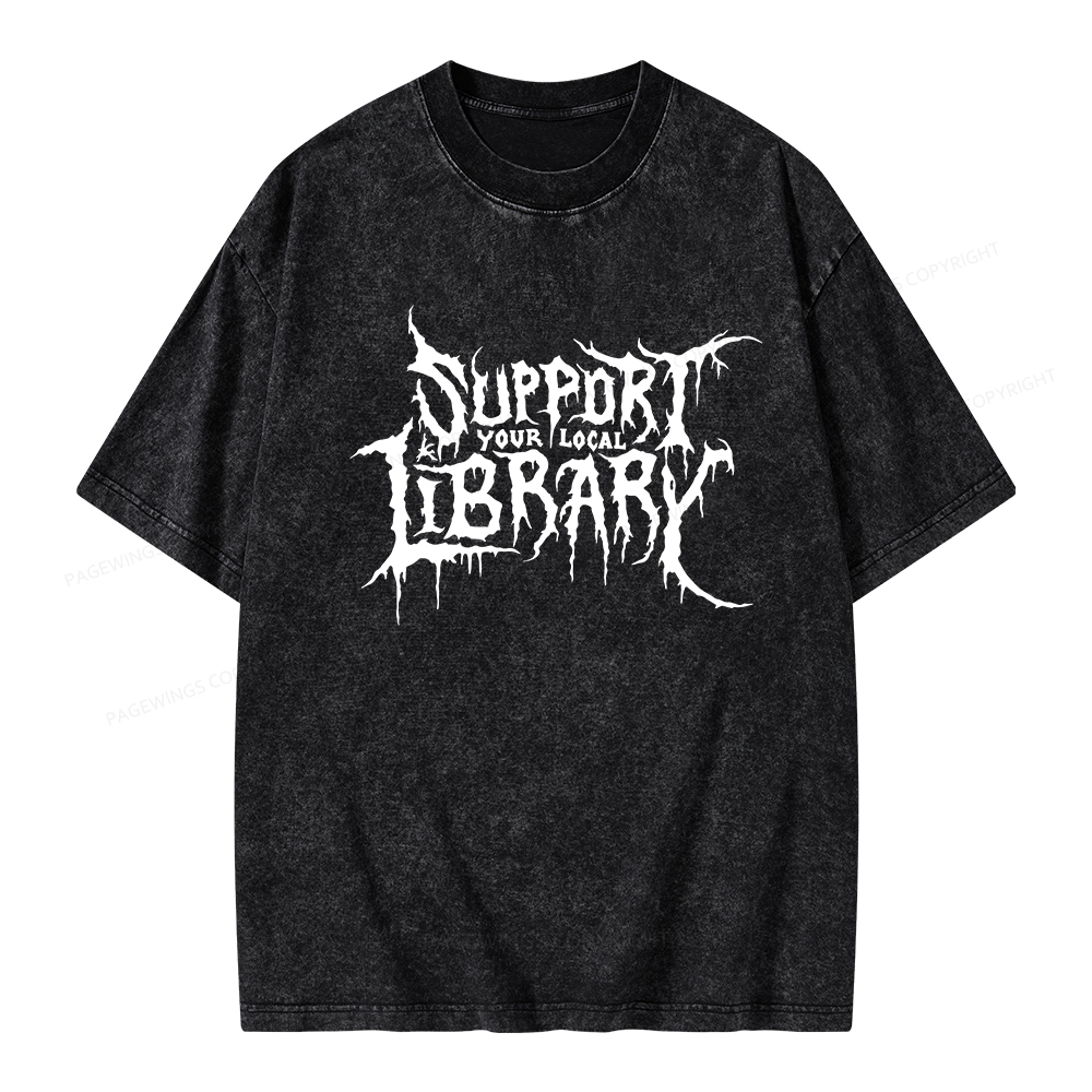 Pagewings Support Your Local Library Unisex Washed T-shirt