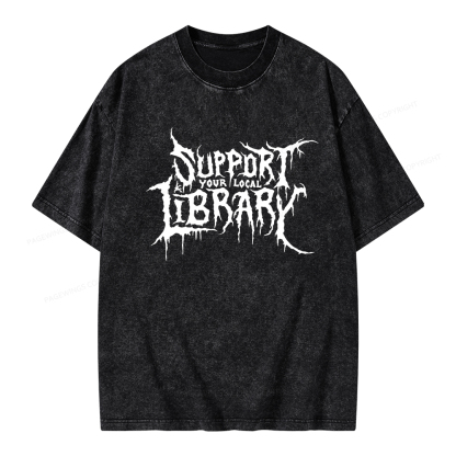 Pagewings Support Your Local Library Unisex Washed T-shirt