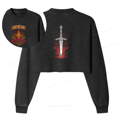 Pagewings Fireheart Washed Crop Sweatshirt