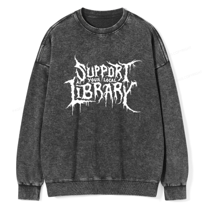 Pagewings Support Your Local Library Unisex Washed Sweatshirt