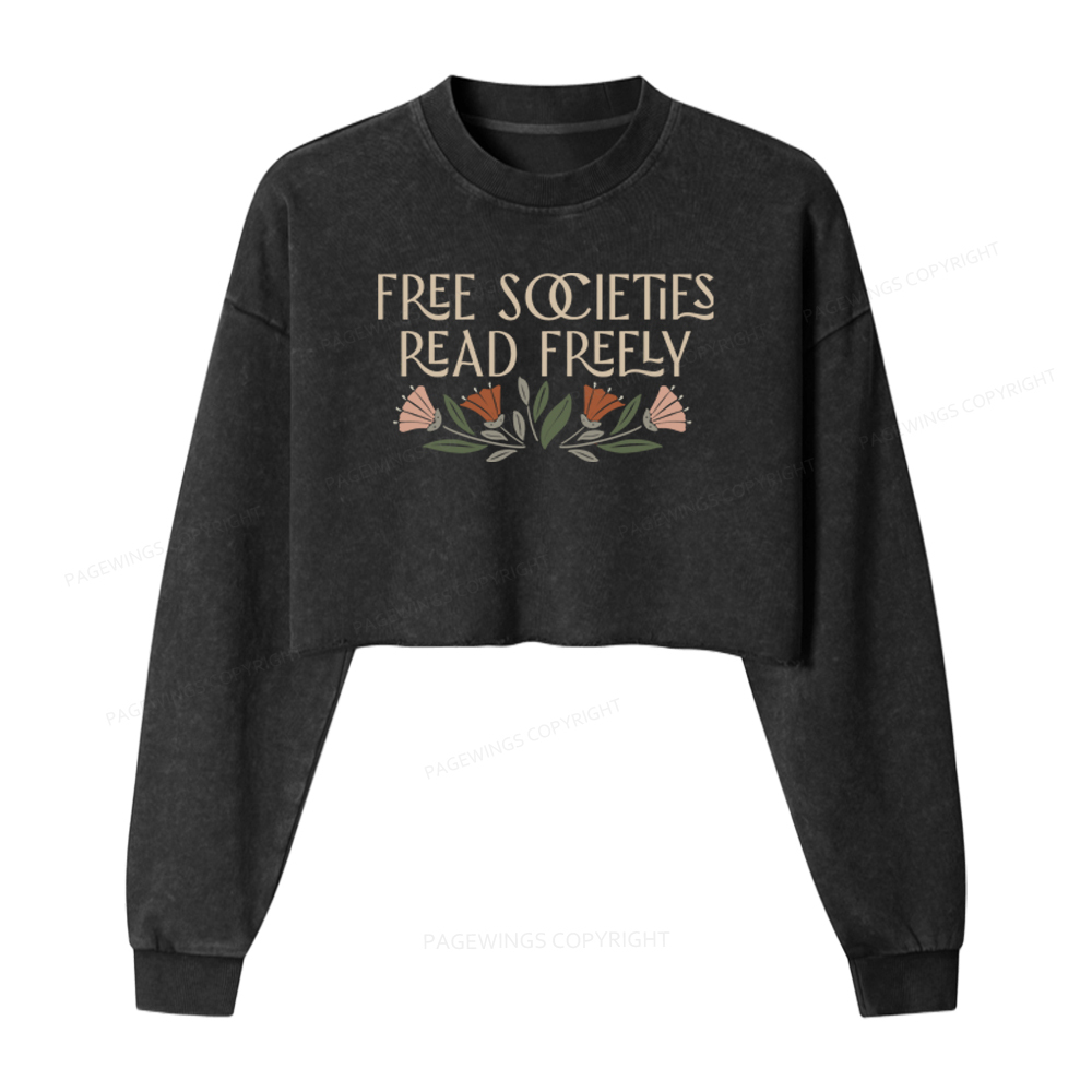 Pagewings Read Freely Washed Crop Sweatshirt