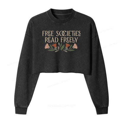 Pagewings Read Freely Washed Crop Sweatshirt