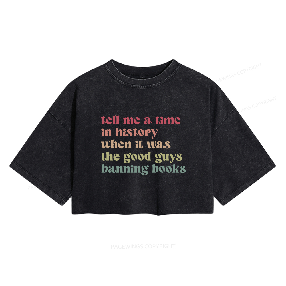 Pagewings Tell Me a Time in History Women's Washed Cropped T-shirt