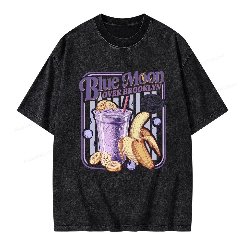 Pagewings Blue Moon Over Brooklyn Unisex Washed T-shirt