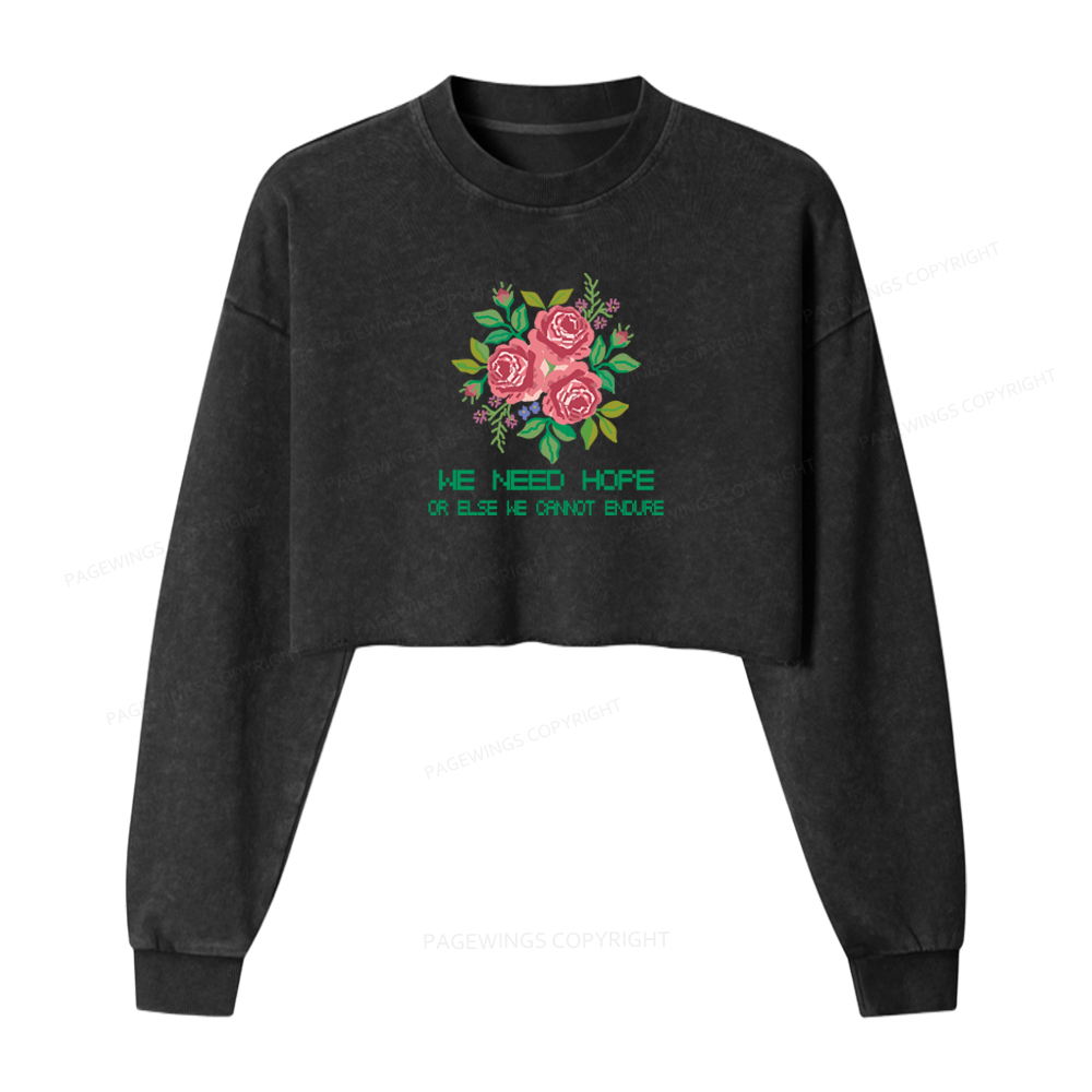 Pagewings We Need Hope Washed Crop Sweatshirt