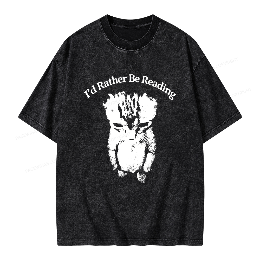 Pagewings I’d Rather Be Reading Unisex Washed T-shirt