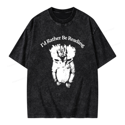Pagewings I’d Rather Be Reading Unisex Washed T-shirt
