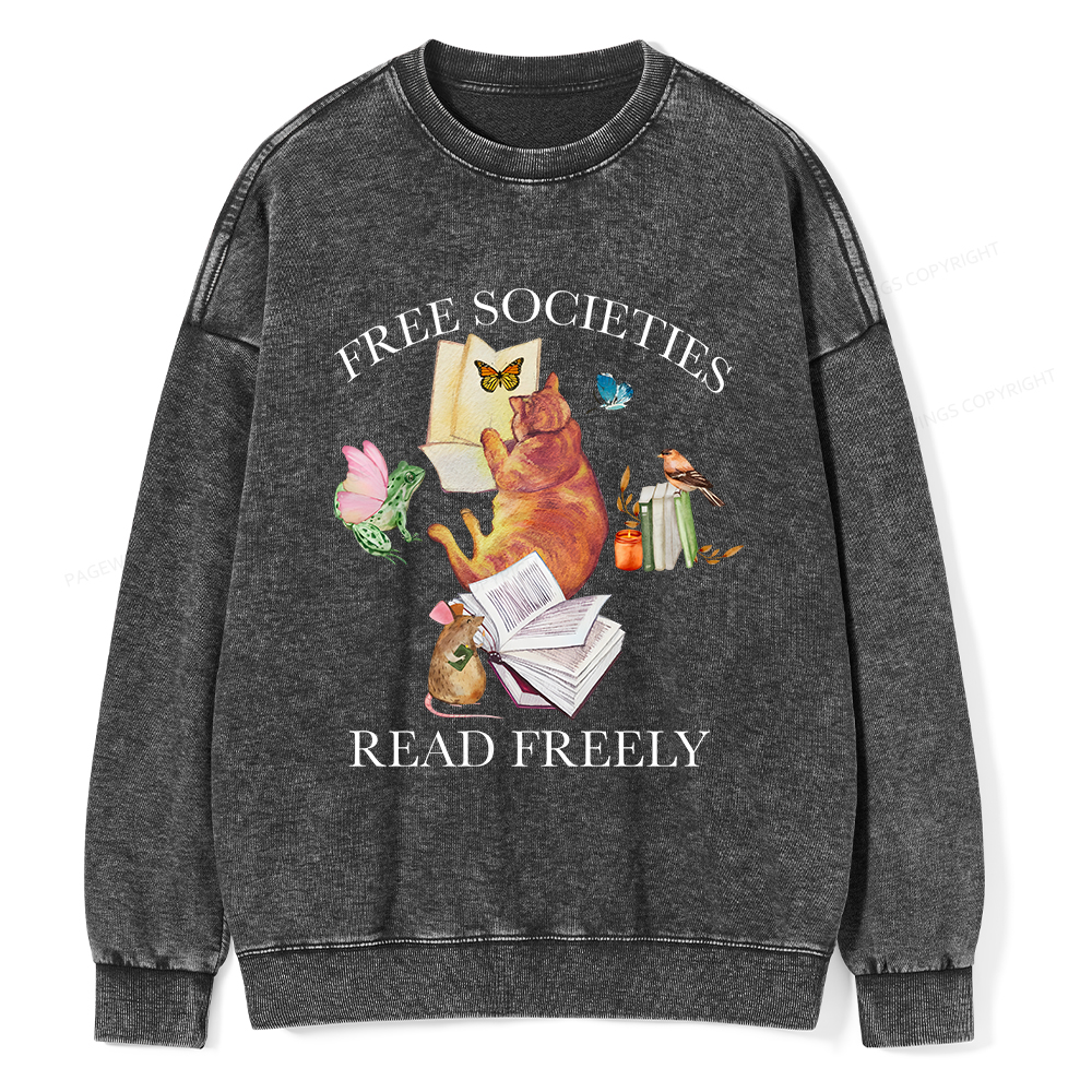 Pagewings Free societies read freely shirt Unisex Washed Sweatshirt