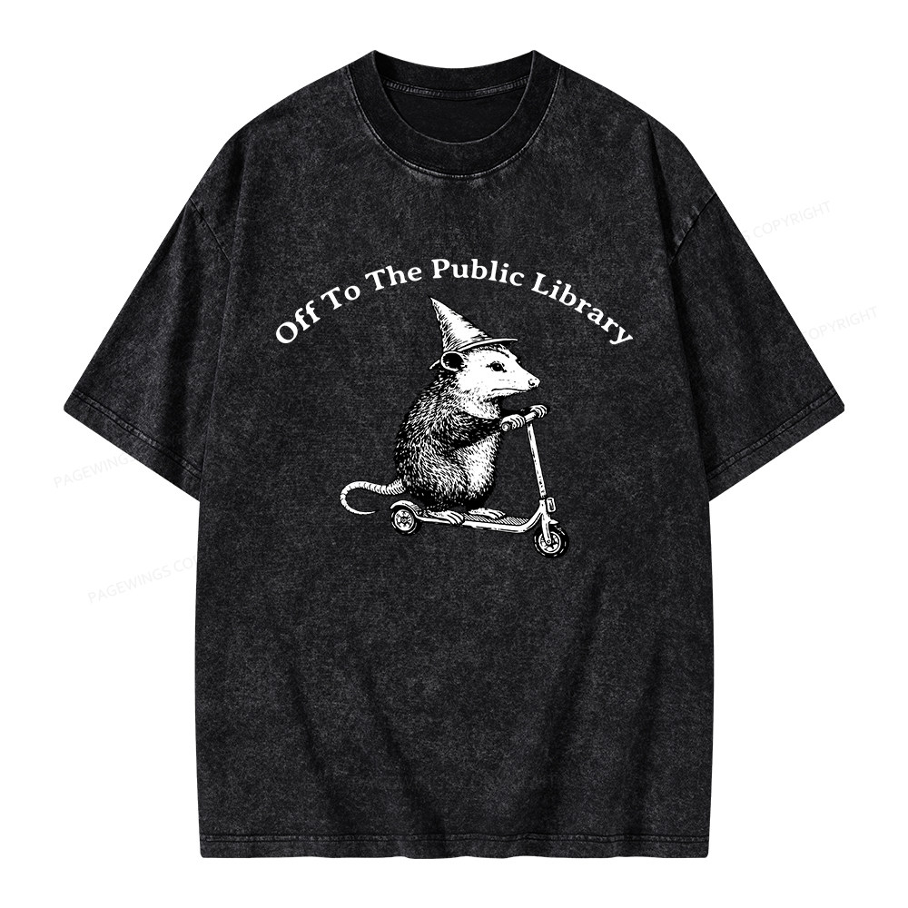 Pagewings Off To The Public Library Unisex Washed T-shirt