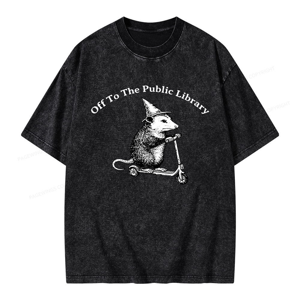 Pagewings Off To The Public Library Unisex Washed T-shirt