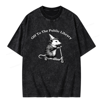 Pagewings Off To The Public Library Unisex Washed T-shirt