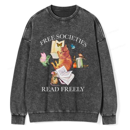 Pagewings Free societies read freely shirt Unisex Washed Sweatshirt