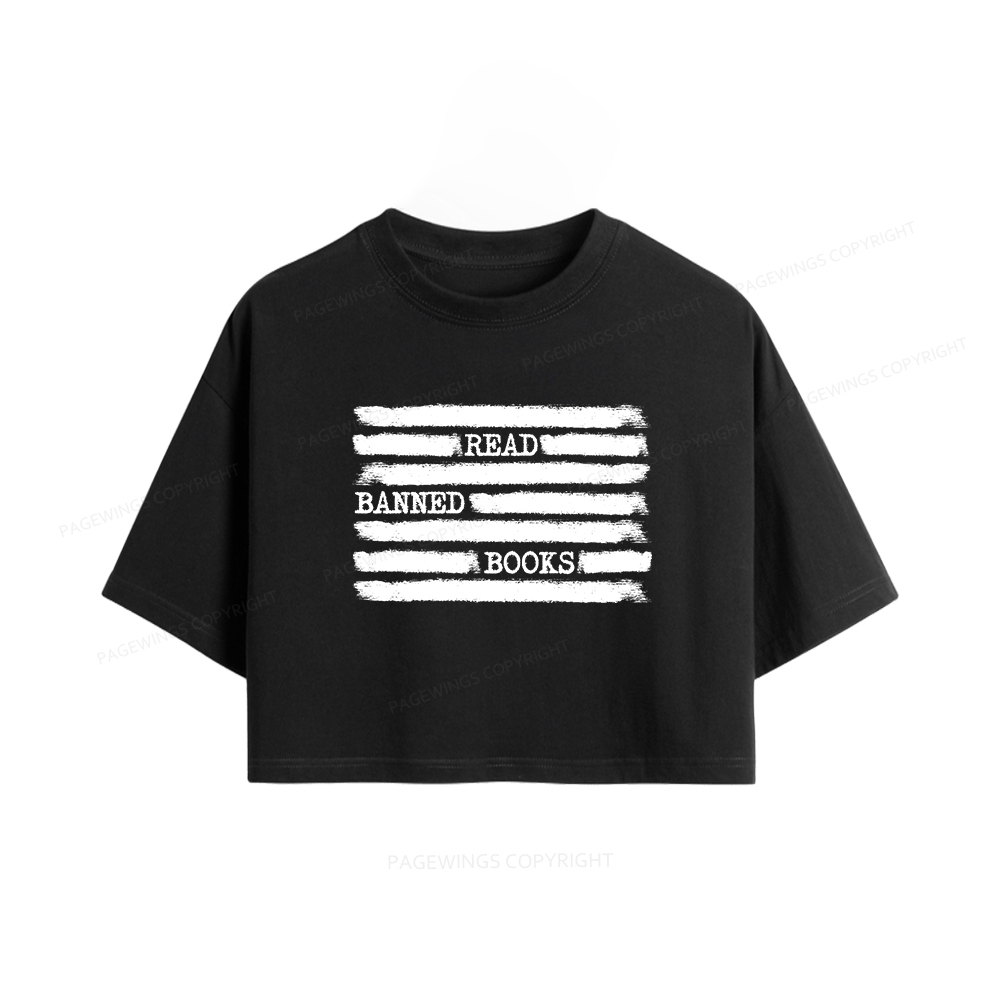 Pagewings Read Banned Books Bookworm Librarian Women Crop Tops