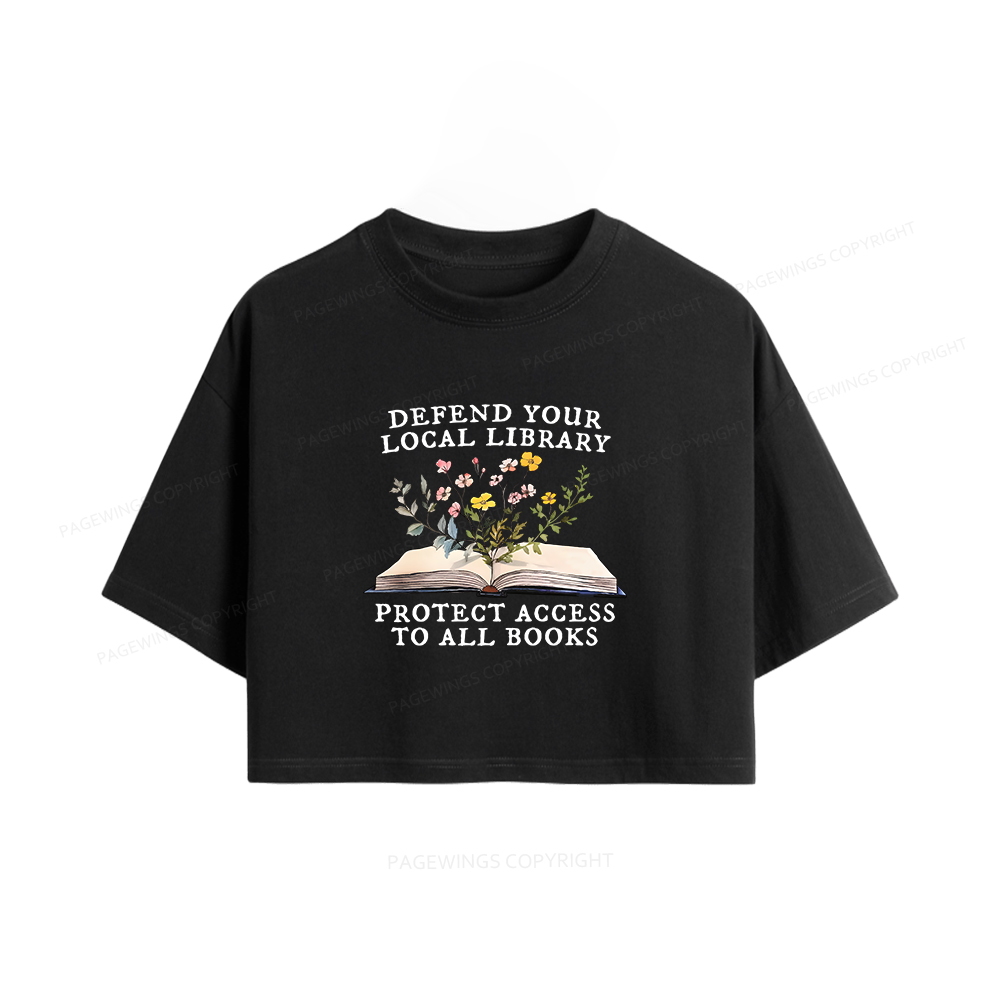 Pagewings Books Save Lives Protect Libraries Women Crop Tops