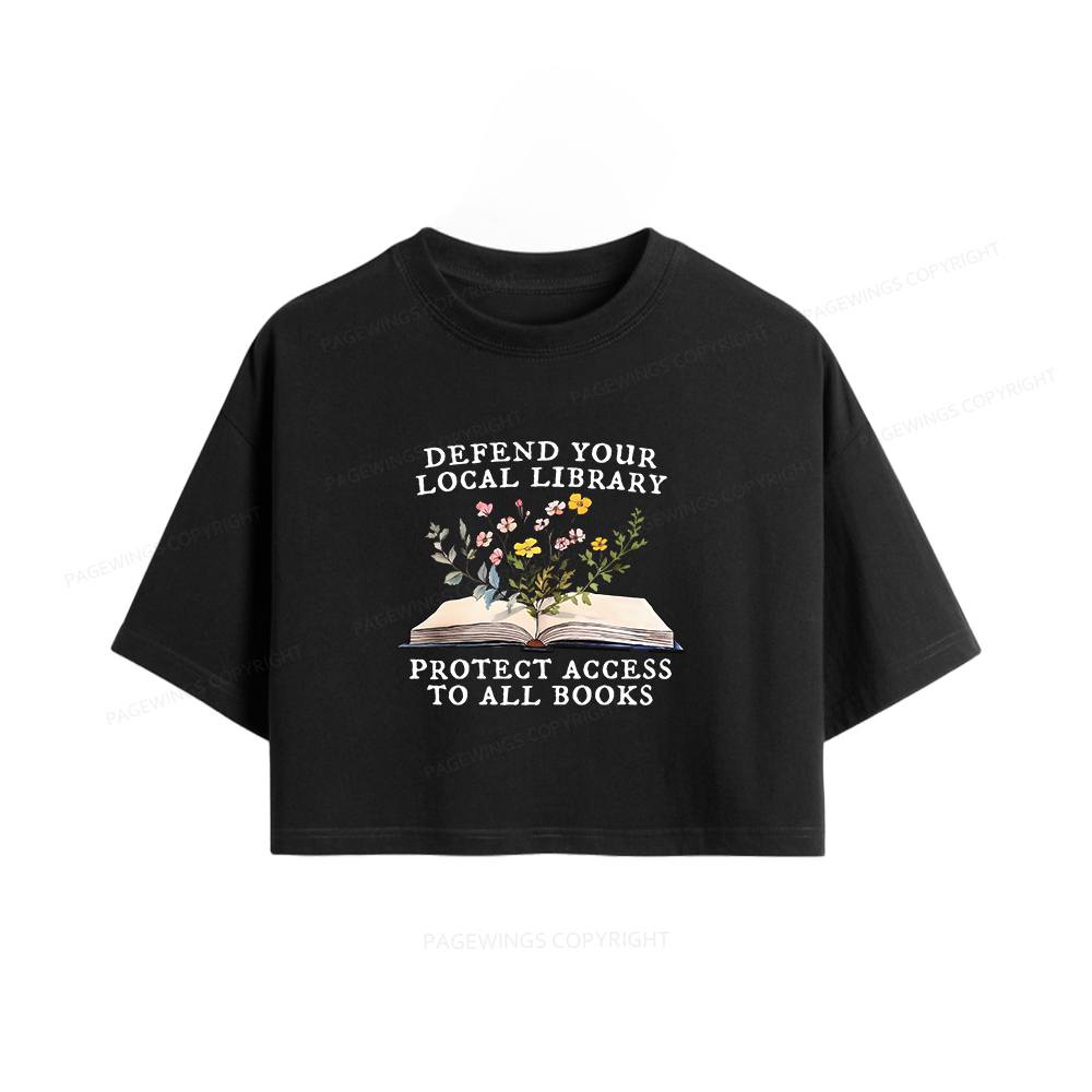 Pagewings Books Save Lives Protect Libraries Women Crop Tops