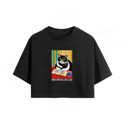 Pagewings Ational Library Week Cat Poster Women Crop Tops