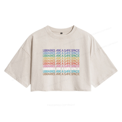 Pagewings Libraries Are For Everyone Women's Washed Cropped T-shirt