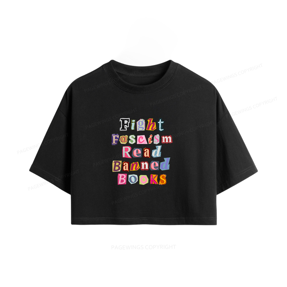 Pagewings Fight Fascism Read Books Women Crop Tops