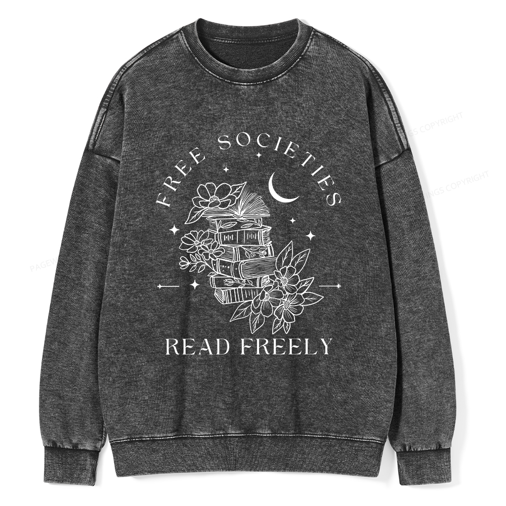 Pagewings Free Societies Read Freely Comfort Colors Shirt Unisex Washed Sweatshirt