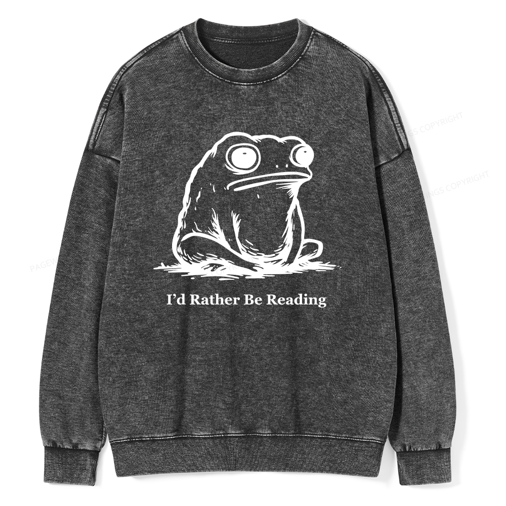 Pagewings I'd Rather Be Reading Unisex Washed Sweatshirt