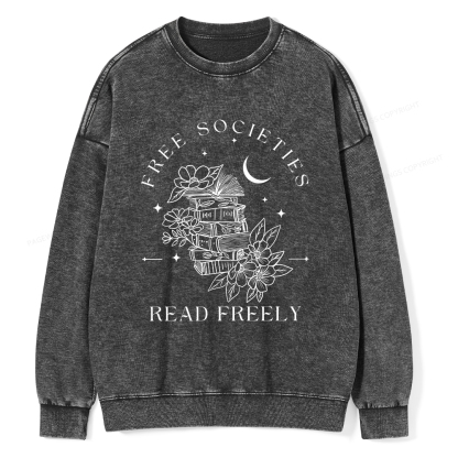 Pagewings Free Societies Read Freely Comfort Colors Shirt Unisex Washed Sweatshirt