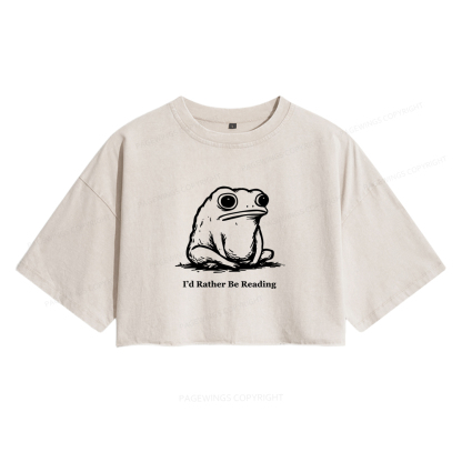 Pagewings I'd Rather Be Reading Women's Washed Cropped T-shirt