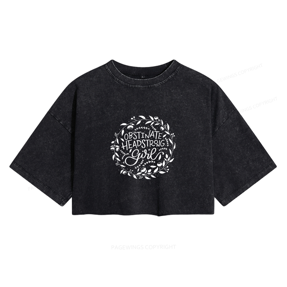 Pagewings Obstinate Women's Washed Cropped T-shirt