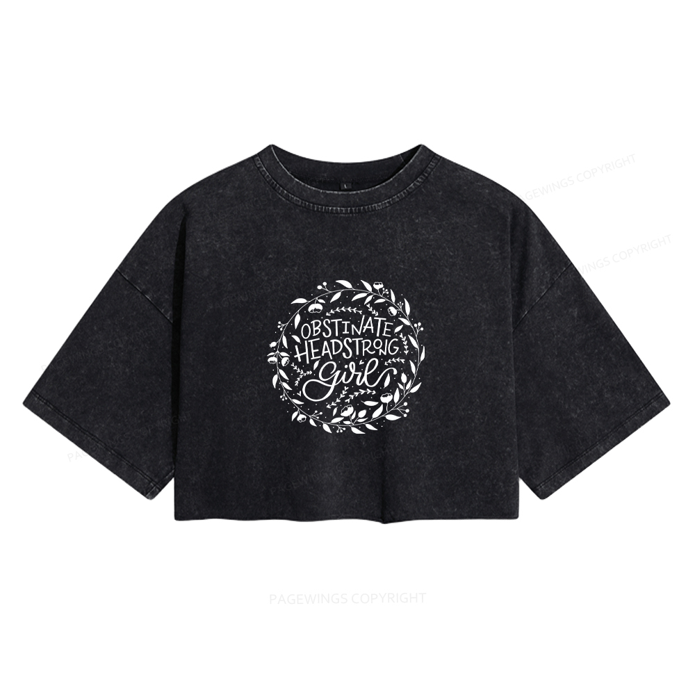 Pagewings Obstinate Women's Washed Cropped T-shirt