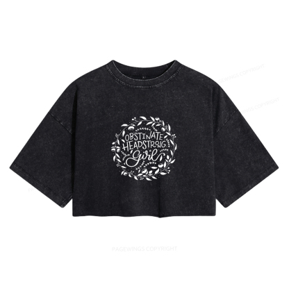 Pagewings Obstinate Women's Washed Cropped T-shirt
