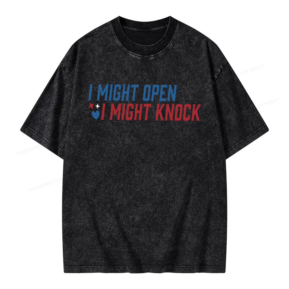 Pagewings I Might Knock Unisex Washed T-shirt