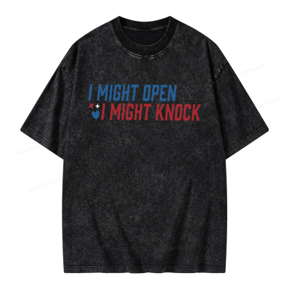 Pagewings I Might Knock Unisex Washed T-shirt