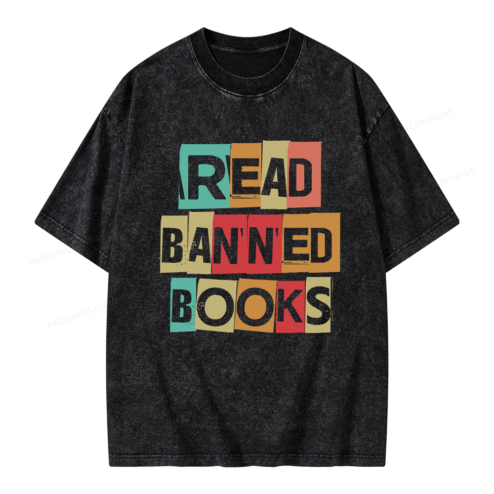 Pagewings Read Banned Books Shirt Unisex Washed T-shirt