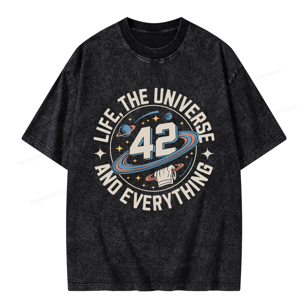 Pagewings Life The Universe And Everything Unisex Washed T-shirt