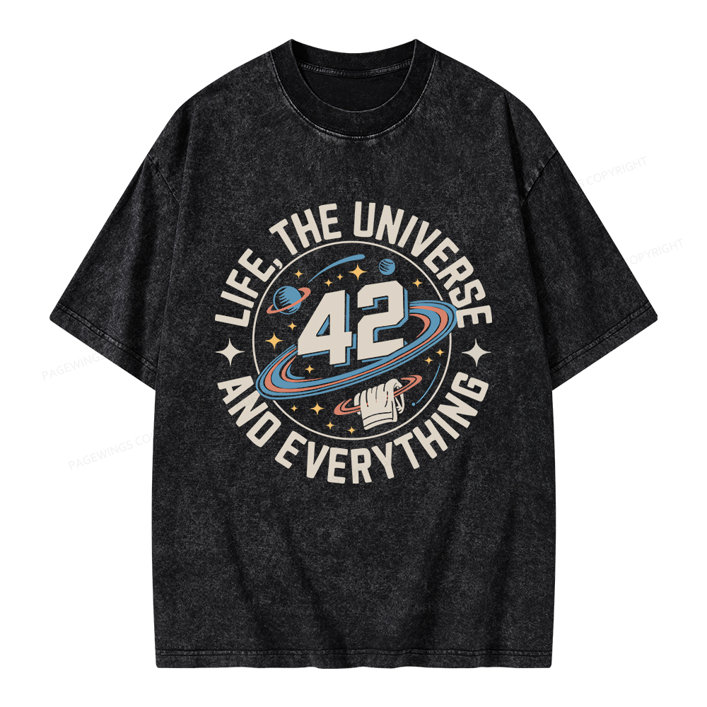 Pagewings Life The Universe And Everything Unisex Washed T-shirt