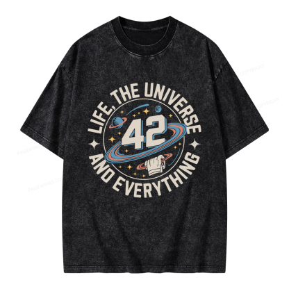 Pagewings Life The Universe And Everything Unisex Washed T-shirt