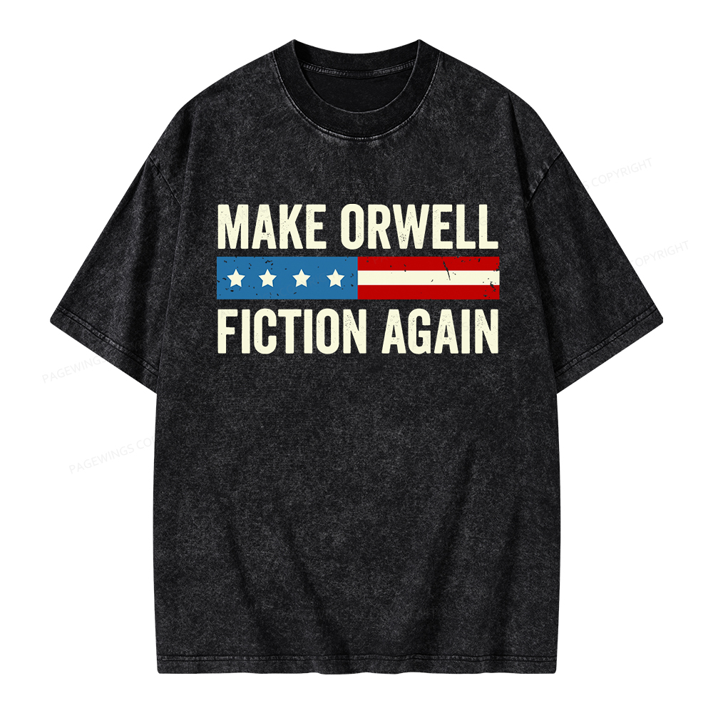 Pagewings Make Orwell Fiction Again Unisex Washed T-shirt