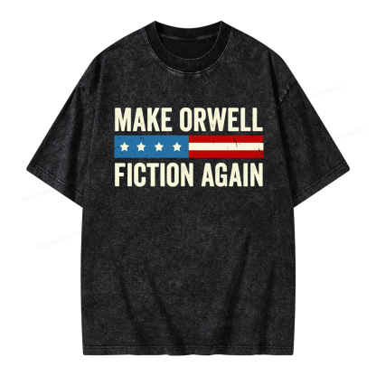 Pagewings Make Orwell Fiction Again Unisex Washed T-shirt