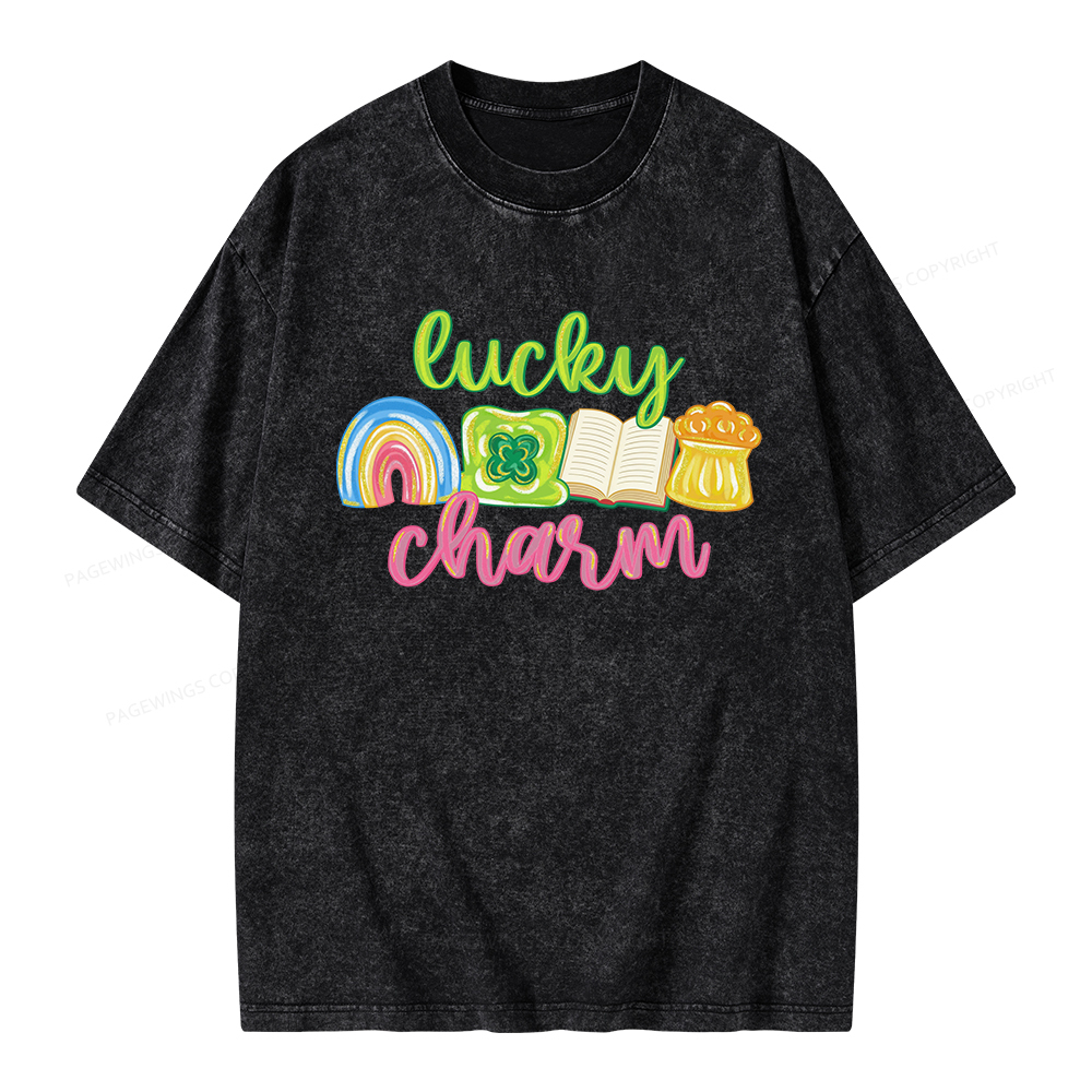 Pagewings St Patricks Lucky Unisex Washed T-shirt
